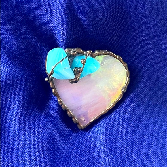 Kelly Arndt Jewelry - Kelly Arndt handmade stained glass/metal heart pin & heart candle set. ❣️